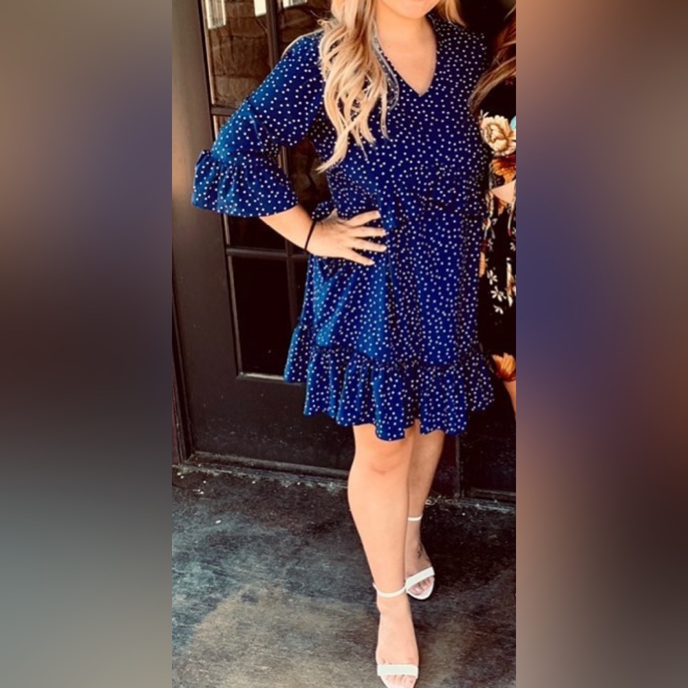 Blue Polka Dot Summer Dress
